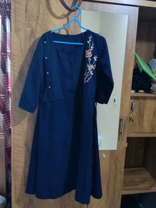 Navy Blue Embroidered Dress