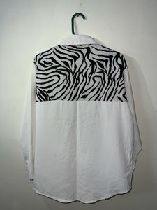 Korean Style White Shirt With Black Zebra Strives