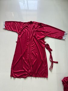 Silky Maroon Nighty Set