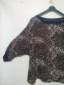 Leopard Print Sheer Top