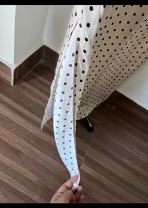 H&amp;M Satin, Polka Dot Long Skirt With Slits