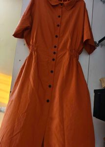Coral Orange Button-Down Dress