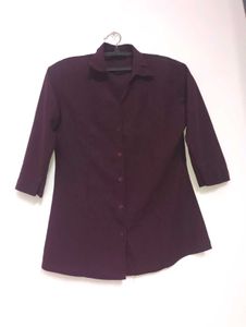 Elegant Plum Button-Down Top