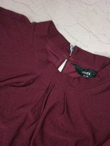 Burgundy Blouse with Beaded Sleeves