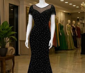 Elegant Black Sequin Evening Gown