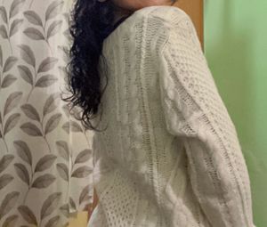 White Long Sweater Top