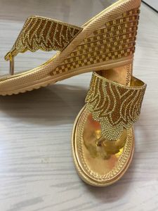 Golden Embellished Flats