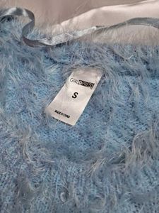 Fluffy Blue Crop Top