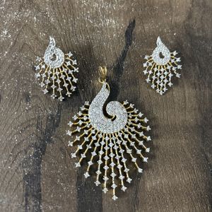 One Pendant Set Along With 4 Pairs Earrings