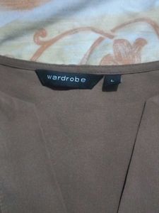 Brown V-Neck Blouse
