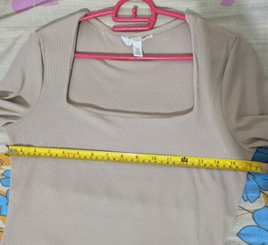H&amp;M Beige Square Neck Top