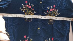 Navy Blue Embroidered Kurti