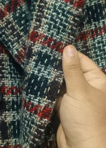 Checkered Wool Blend Coat