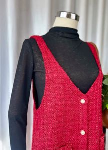 Red Tweed Pinafore Dress