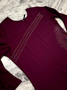 💜Beautiful Violet Designer Kurta And Plazzo Set