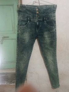 High Waisted Acid Wash Jeans
