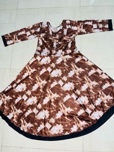 Brown Abstract Print Dress