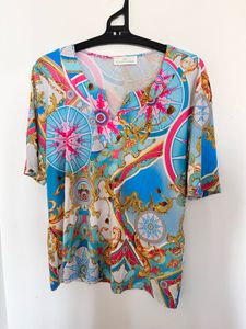 Printed V-Neck Top