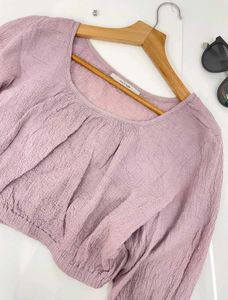 Lilac Crinkle Crop Top