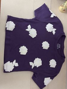 Purple Crop Top With White Floral