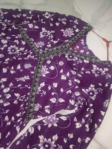 Purple Floral Print Dress