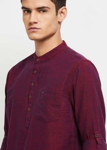Men Solid Full Sleeves Short Kurta