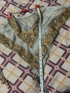 Embroidered Silver Crop Top