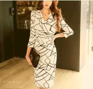 Chic Geometric Print Midi Dress