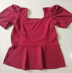 Maroon Peplum Top