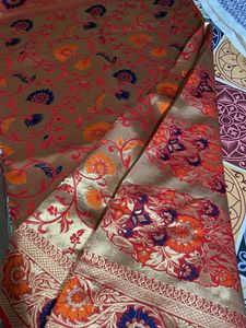 heavy tread work print saree With Unstitched Blous