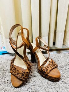 Brown Printed Heels