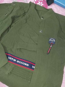 Olive Green Button-Up Shirt