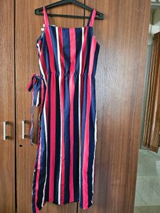 Striped Side Slit Dress