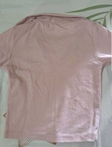 Baby Pink Polo Neck Crop Tshirt