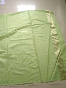 Pista Colour Saree With Attached Blouse Piece