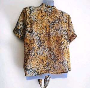 Imported Tiger Printed Top With Full Button Open