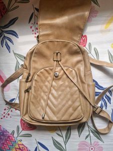 Tan Quilted Backpack