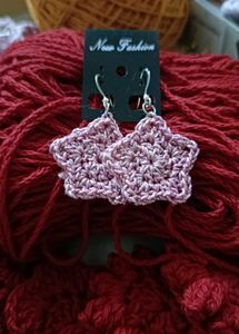 Pink Crochet Star Earrings