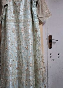 Used 4xl Size Light Green Net Cloth Anarkali Kurti