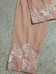 Peach Embroidered Kurta Set