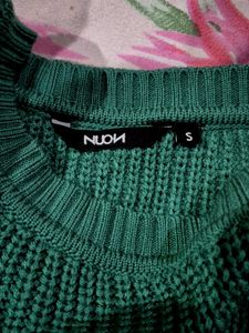 Teal Knit Cropped Sweater