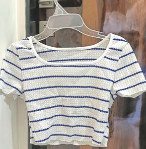 Striped White Crop Top