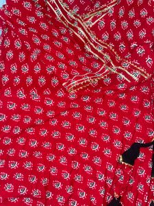 Long Crimson Cotton Gown
