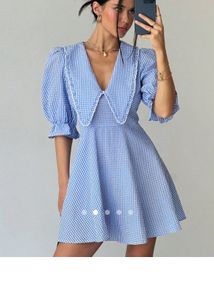Blue Gingham Mini Dress