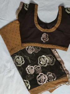 Sequence Work Saree And Stitched Blouse