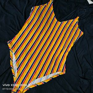 I. Striped Bodysuit Top