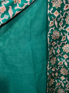 Green Floral golden Print Stylish Dress