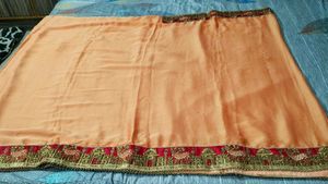 Peach And Red Sari With Blouse