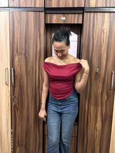 Maroon Off-Shoulder Top