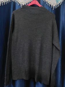 Gray Knit Button Sweater